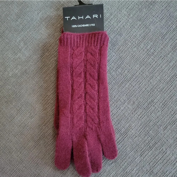 TAHARI Women's 100% Cashmere Gloves 10 inch long - Picture 1 of 11